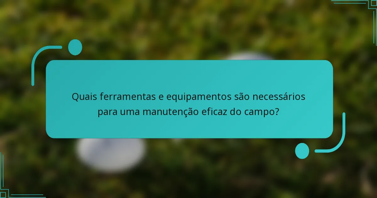 Quais ferramentas e equipamentos são necessários para uma manutenção eficaz do campo?